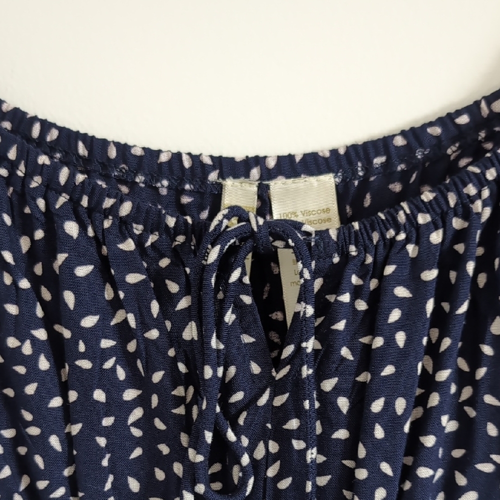 Japna Midnight Blue and White Polka Dot Midi Dress - Picture 4 of 8
